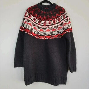 Denham Knit Sweater  Wool Alpaca Acrylic Blend Small Black Red White